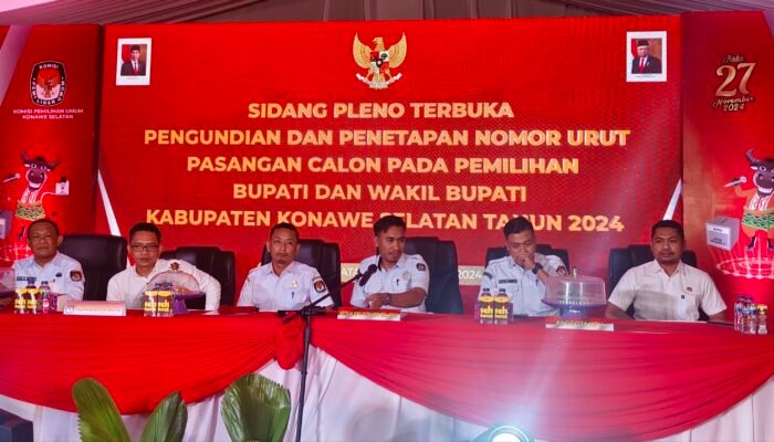 KPU Konsel Gelar Pleno Terbuka Pencabutan Nomor Urut Paslon Bupati dan Wakil Bupati, Berikut Hasilnya