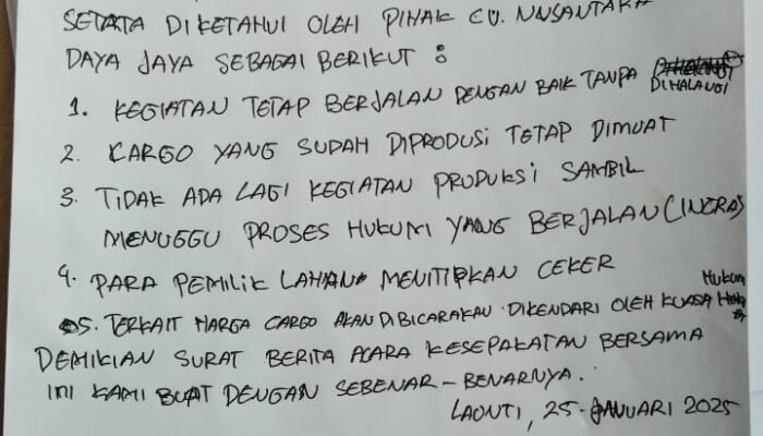 Sengketa Lahan Kumbolan dan Sunaya, Kumbolan Bantah Adanya Pelanggaran Kesepakatan Damai di Laonti