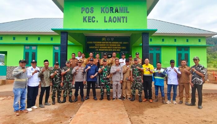 Wujud Sinergitas Pemerintah Kecamatan, PT GMS dan TNI, Dandim Kendari Resmikan Pos Koramil Laonti