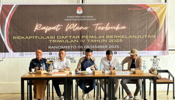 KPU Konsel Gelar Pleno PDPB Triwulan IV, Pemilih Naik 6.022 dari Pemilih Pemilu 2024