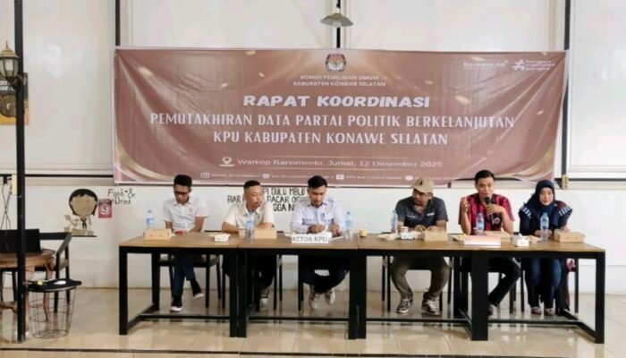 KPU Konsel Gelar Rakor Pemutakhiran Data Parpol, Tekankan Data Parpol Bersih, Valid dan Kredibel