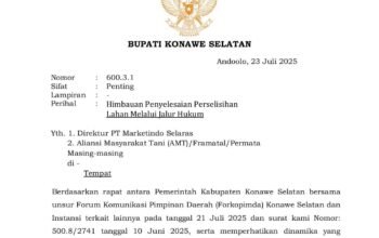 Konflik Lahan di Angata, Bupati Konsel Lebih Awal Keluarkan Imbauan Kedua Belah Pihak Tempuh Jalur Hukum