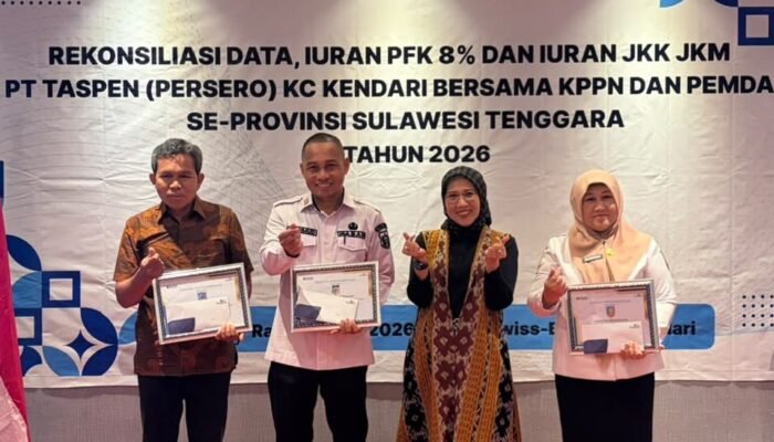 Konsisten Setorkan PFK dan JKK-JKM ASN Tepat Waktu, Pemda Konsel Raih Predikat Terbaik dari PT Taspen