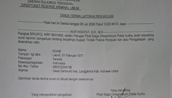 Diduga “Sunat” Pembayaran Harga Tanah Warga, Kades Sarimukti Dilaporkan di Polda Sultra