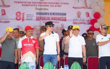 Buka Porseni HUT RI ke-81 di Moramo Utara, Bupati Irham Launching Bantuan Pangan untuk 1.256 Penerima