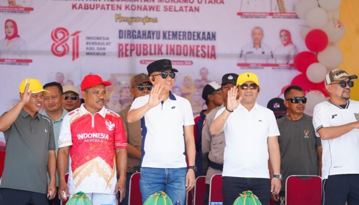 Buka Porseni HUT RI ke-81 di Moramo Utara, Bupati Irham Launching Bantuan Pangan untuk 1.256 Penerima