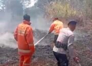 Damkarmat Konsel Dibantu Brimob Polda Sultra Berhasil Padamkan Dua Hektar Karhutla di Desa Puosu Jaya