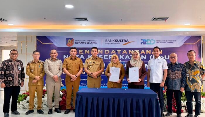 Dorong Transparansi Transaksi Belanja Daerah, Bank Sultra dan Pemda Konsel Teken MoU Impelemantasi KPPD